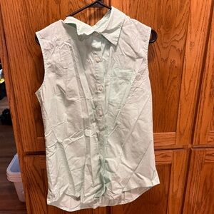 Sleeveless Mint Green Button-Up Shirt